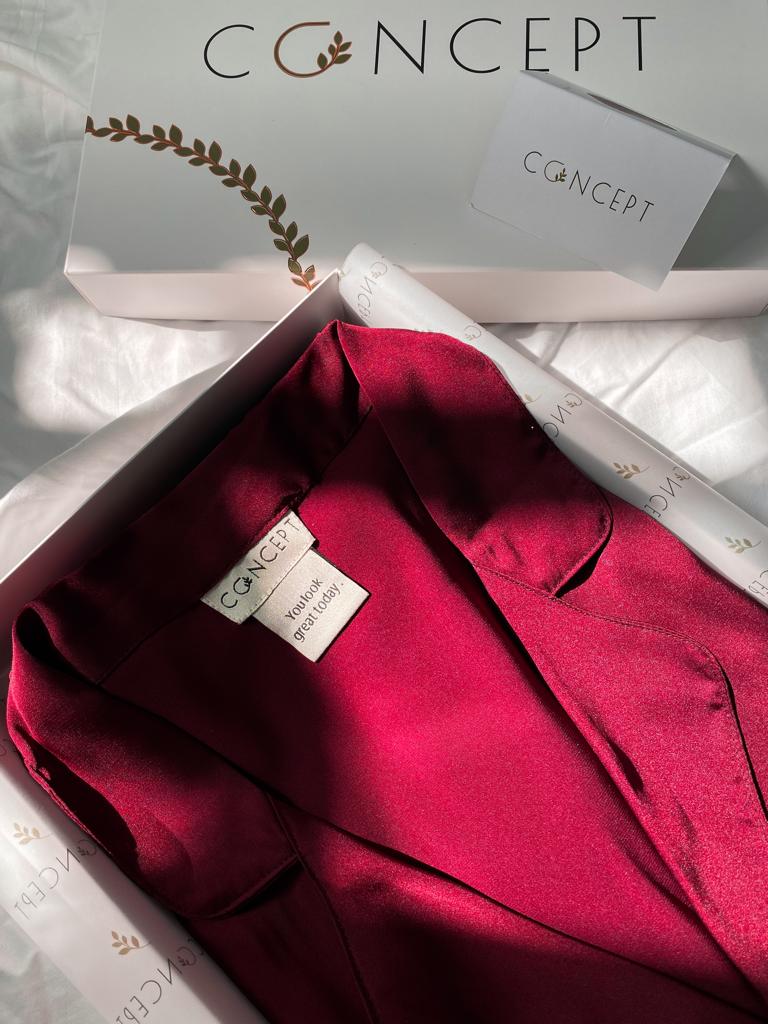 Silk Pajama Set for Women | Maroon