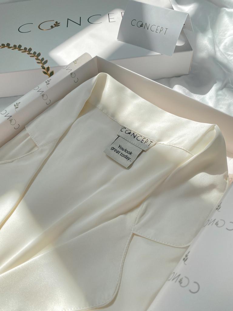 Silk Pajama Set for Women  | Pearl